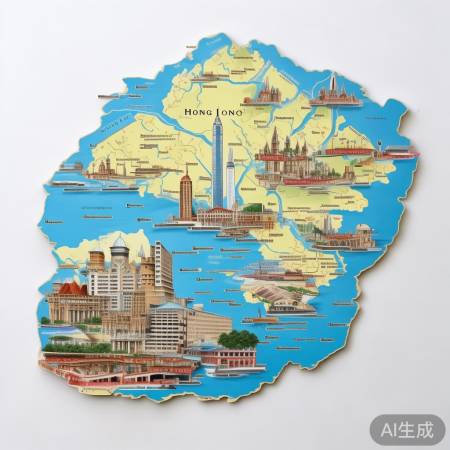 香港热门景点地图冰箱贴