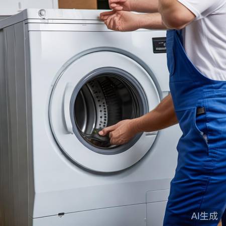 洗衣机外壳装好，电池正常工作。