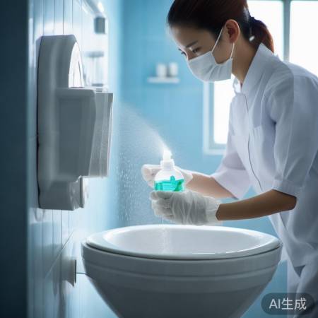 喷洒消毒液，座圈洁净清新