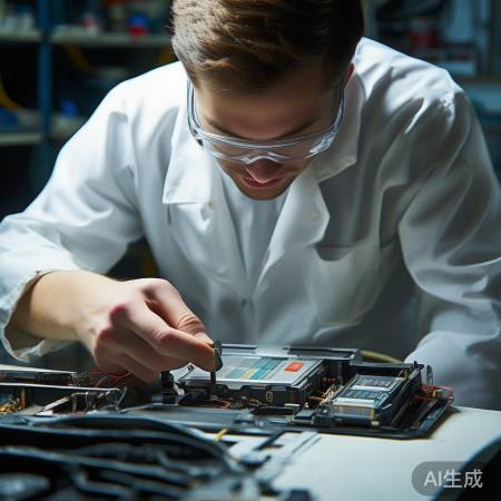 “小心取出旧电池，拆解步骤三。