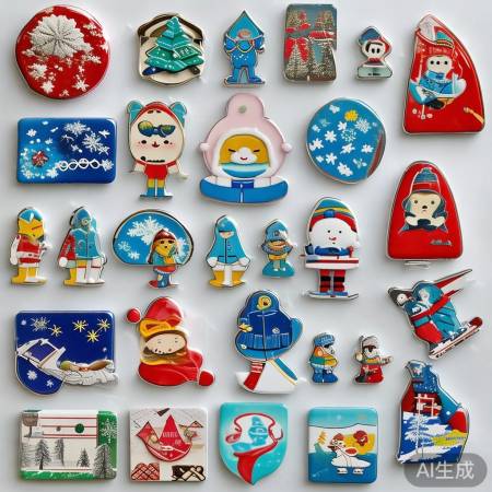 冬奥会爆米花冰箱贴，款式多样，