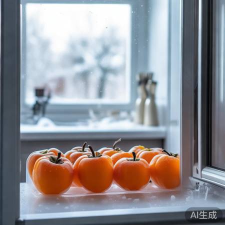 柿子冷冻，保质数月，温度宜控1