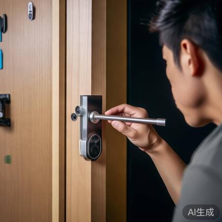 安装智能锁，螺丝刀辅助，按图操