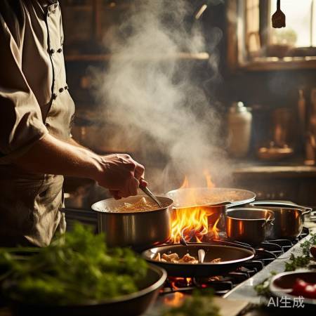 火候观察，调整火苗。