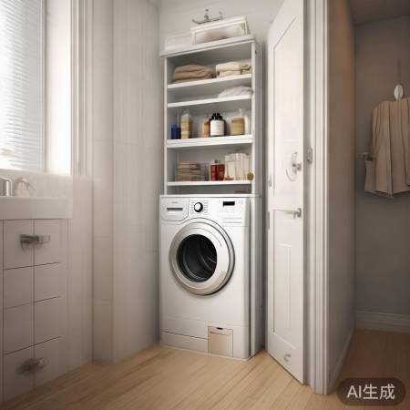 空间有限，洗衣机柜上下分层布局