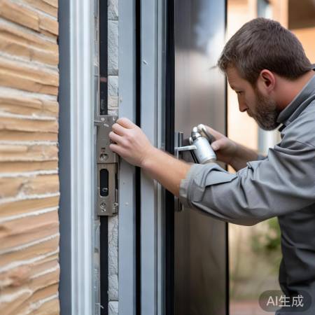 “安装防盗门，密封检查调适。”