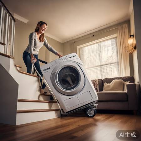“搬家神器：轻松滚筒洗衣机下楼