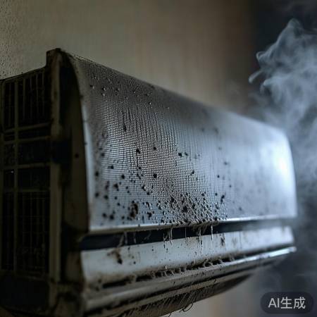 空调滤网灰尘厚，出风口灰蒙蒙。