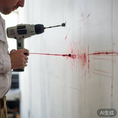 钻孔固定空调支架，深度到位。