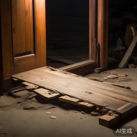 门板变形，可暂用木楔固定，后续