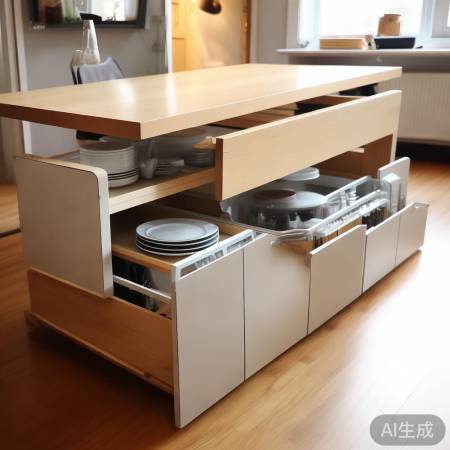 小户型收纳巧设计，餐桌抽屉空间