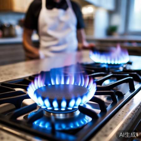 测试燃气灶，火焰稳蓝。