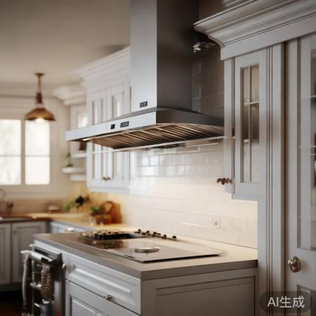 油烟机宜装厨房上方，避门口，可