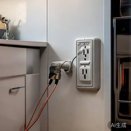 热水器电源线接插座，确保接触良