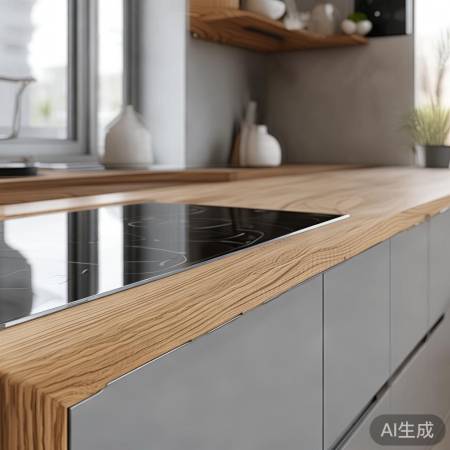 北欧风厨房，简约自然，集成灶压