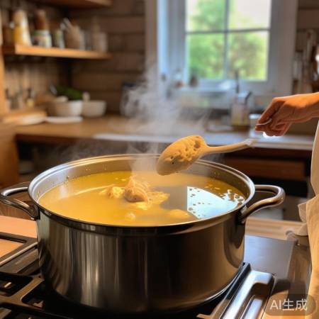 炖鸡汤撇沫不浪费，美味更健康。