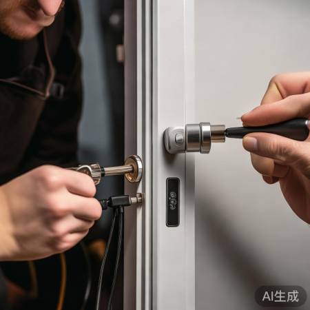 安装指纹锁，门上固定电源。