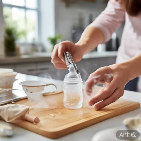 手勿触奶瓶内，细菌易传宝宝
