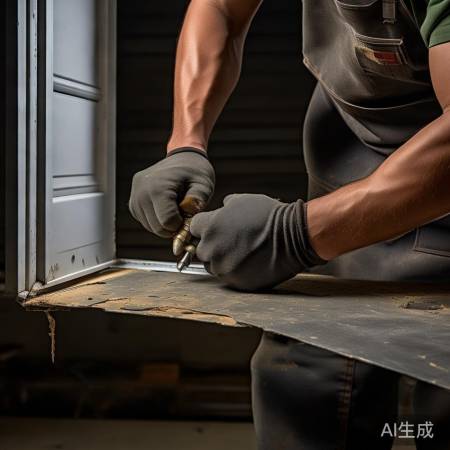 拆防盗门填充板，轻拿轻放避免损