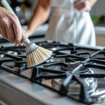 燃气灶内刷洗，喷嘴无残留