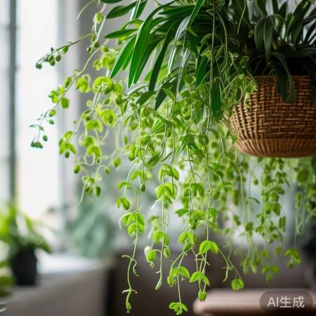 “快长飘逸吊兰，净化空气佳”