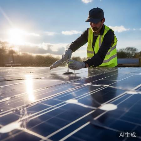 太阳能板清洁保高效，温水洗洁精