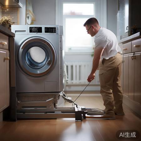 洗衣机安装，机身需水平。