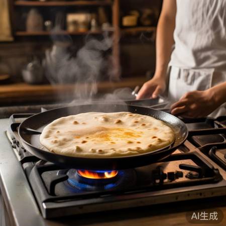 中小火烙饼，焦而不焦。