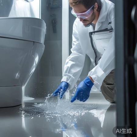 马桶安装完毕，检查密封，测试冲