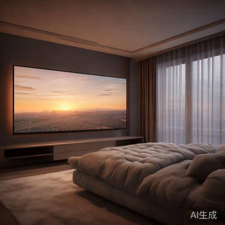 次卧中央电视，角落观影佳，窗边