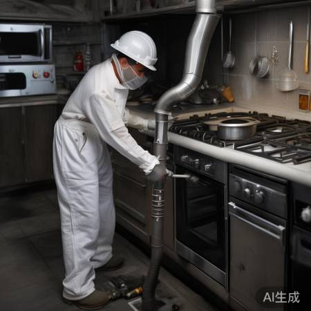 拆卸排烟管，注意均匀用力