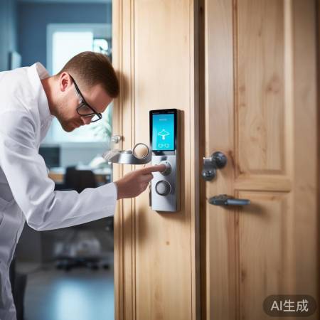 指纹锁安装完毕，再次检查确保无