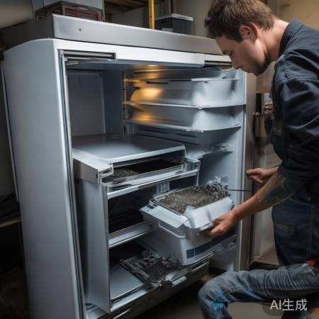 拆卸冰箱内部，螺丝刀卸部件，记