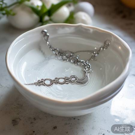 项链清洗：中性剂温浸泡去污渍