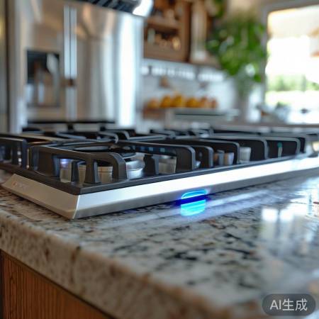 燃气灶双灶滑动开关，烹饪无忧。