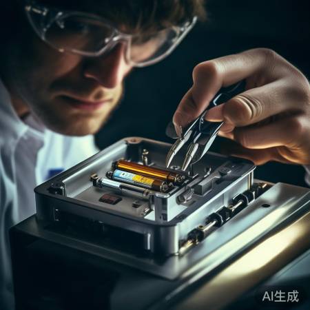 取出旧电池，夹金属棒拉出