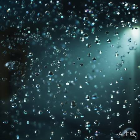 空调吹风下，小水滴悬浮映冷气