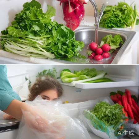 蔬菜清洗勿泡久，干存冰箱保鲜。