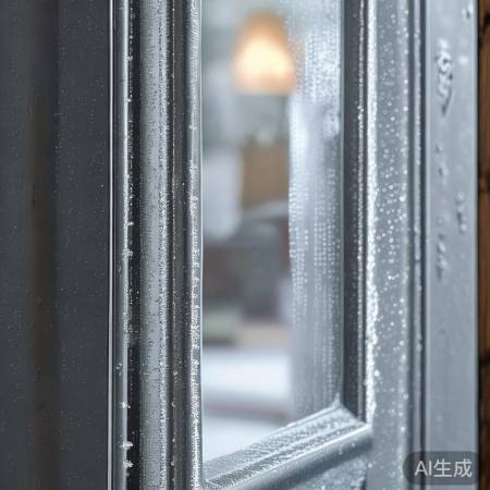 冬门结雾现象，温差凝结。