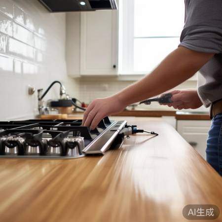 安装燃气灶，检查接口。