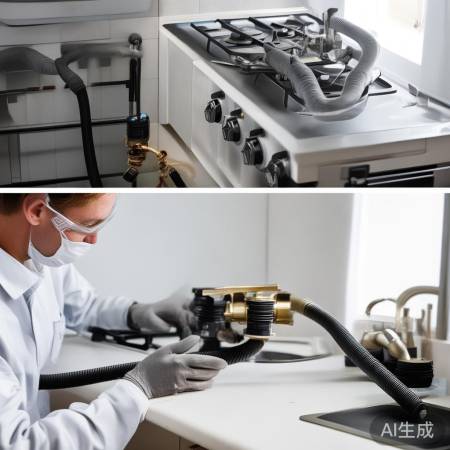 安装燃气软管，缠紧防漏气