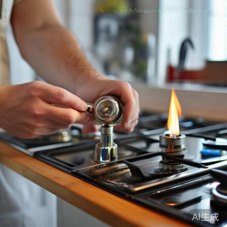 开启总阀门，测试燃气灶点燃