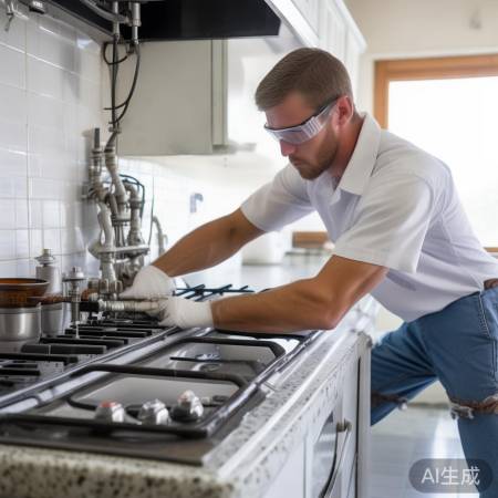 连接燃气管道，检查漏气