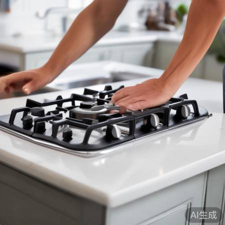 安装灶具，螺丝固定勿变形