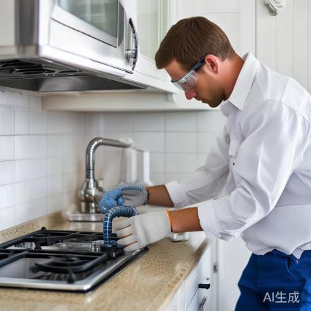 连接燃气管道，检查无泄漏