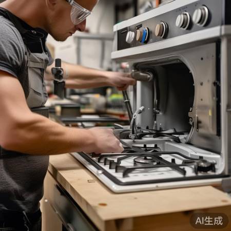 安装燃气灶，拧紧螺丝别过头