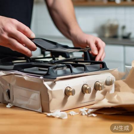 拆包装，查燃气灶部件