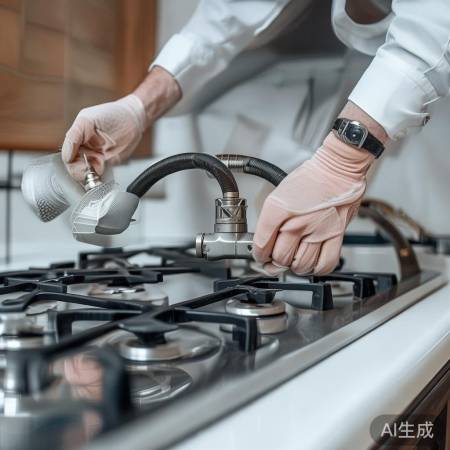 连接燃气管道，缠绕生料带密封