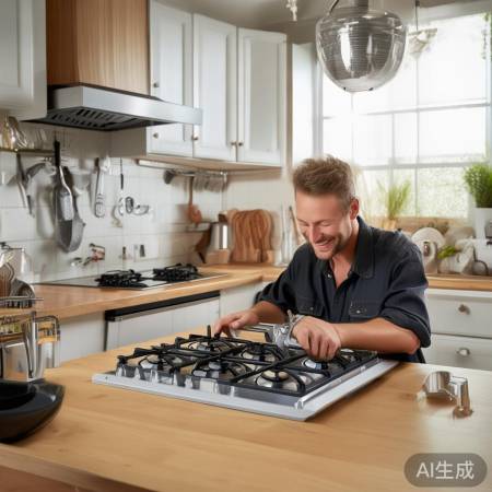 安装燃气灶教程结束，轻松愉快！