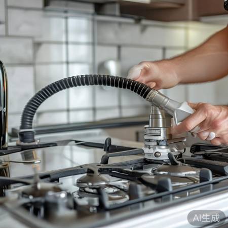 连接燃气灶，检查密封